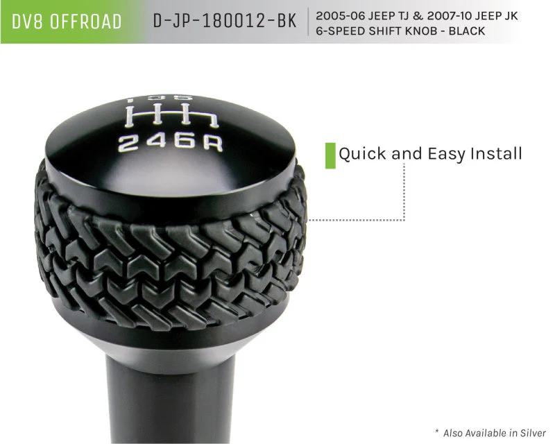 DV8 Offroad 2005-2010 Jeep TJ/JK 6-Speed Shift Knob Black Finish - Image 8